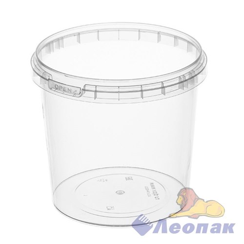 Ведро п/п пищевое 1,0л. прозрачное с крышкой В КОРОБКЕ (1/144шт)1502ВКП 1802/1113 - фото 52474