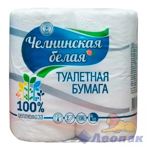 Бумага туалетная "Челнинская белая" 2-х сл. (4рул/12уп)