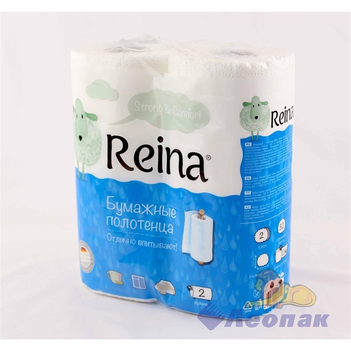 Полотенца бумажные  REINA  белые 2-х сл. (2шт/12уп) - фото 5548