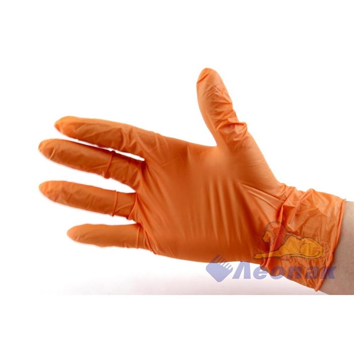 Перчатки нитриловые смотровые  М  (50пар/10уп) NitriMax оранжевые - фото 7473