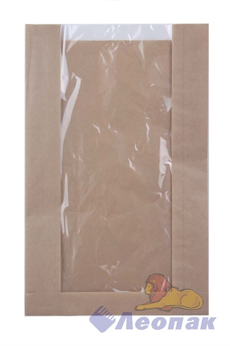 Пакет бумажный 250х400х100(160) с окном Крафт ламин. (1уп/50шт/1000) - фото 8912