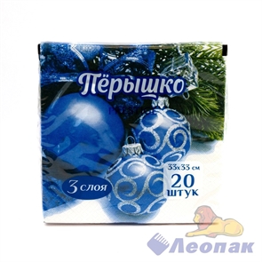 Салфетка Перышко Prestige  Синие шары  (20шт/12уп) 33х33см  3х-слойная