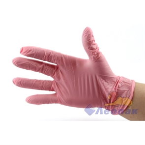 Перчатки нитриловые смотровые  S  (50пар/10уп)  розовые