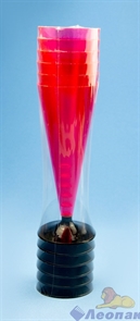 Бокал для шампанского 150мл  Конус  красный (низкая черная ножка)(6шт=1уп/65уп) арт.1010