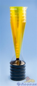 Бокал для шампанского 150мл  Конус  желтый (низкая черная ножка)(6шт=1уп/65уп) арт.1010