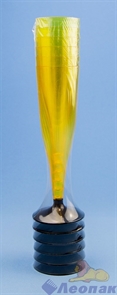 Бокал для шампанского 100мл  Флютэ  желтый (низкая черная ножка)(6шт=1уп/75уп) арт.1009