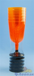 Бокал для вина 200мл оранжевый (низкая черная ножка)(6шт=1уп/54уп) арт.1011