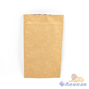 Пакет  Дой-пак  бумажный (БОПП метал) с ЗИП замком 135х225+(35+35) (50/1000)