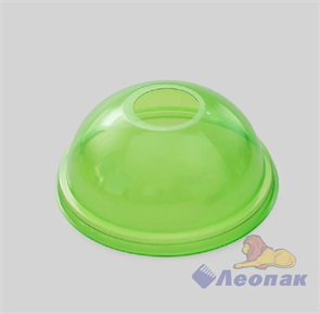 Крышка зеленая купольная с отверстием  д/стакана 200-500мл PET-шейкер D=95мм (50шт/20уп) /ПолиЭр
