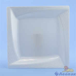 Тарелка  пластиковая Complement квадратная белая серебряный декор 20,5х20,5см (6шт/20уп), 67 665