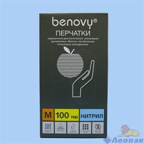 Перчатки нитриловые неопудренные "M"(200шт/10уп ) "Benovy"