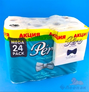 Бумага туалетная Pero TALCUM 3-х сл.(24шт/4уп) + подарок