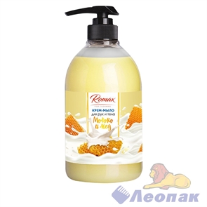 Крем-мыло для рук и тела  RoMaX молоко и мед 1л (8)
