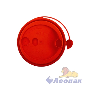 Кофейная крышка с питейником красная, диаметр 80 мм (50шт/20уп) 3002 Кр/М