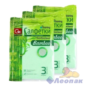 Салфетки  для кухни из бамбука GRIFON 30х38 см, (3шт/1уп/30уп) 900-025/4