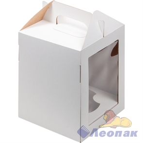 Короб картонный для куличей с ручкой,белый 160*160*180 мм (200шт/кор)