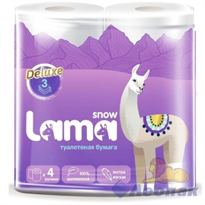 ТУАЛЕТНАЯ БУМАГА SNOW LAMA 3СЛ., БЕЛАЯ (4ШТ/12УП)