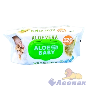 Влажные салфетки BablUini АLOE BABY (120шт/1уп/10уп) BU-120