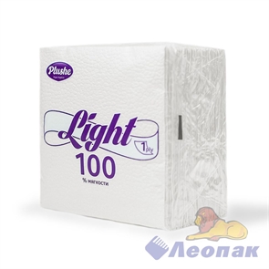 Салфетка белая PLUSHE  Light Super 100  (75шт/20уп) 24х24см