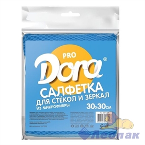 Салфетка из микрофибры 30х30см Dora Pro для стекол и зеркал