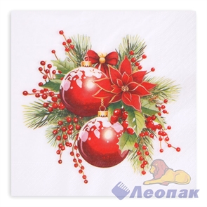 Салфетка Лилия 33х33см, 2х-сл.Новогодняя композиция (20шт/15уп)