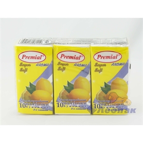 Платочки бумажные  PREMIAL  с ароматом лимон (6шт/1уп/40уп)