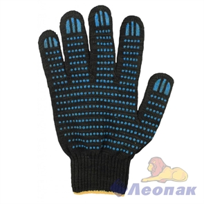 Перчатки х/б с напылением ЧЕРНЫЕ (10пар/50уп) 4 нитки 3102/2