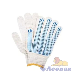 Перчатки х/б с пвх белые (10пар/50уп) 4 нити  04042 3802/503