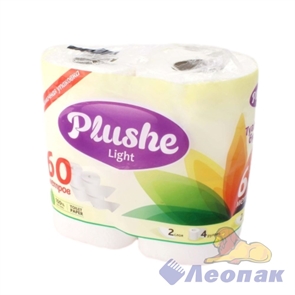 Бумага туалетная  PLUSHE Lightt  белая  2-х сл.(4шт/12уп) 12,5м 3186/16
