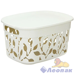 Коробка ФЛОРА 5,5л с крышкой (белый ротанг) МП