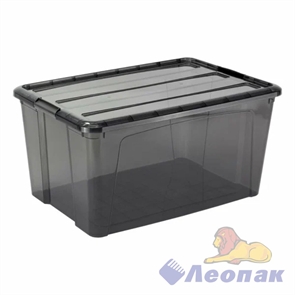 Ящик для хранения с замками КИП 2,8л  (черный прозрачный) МП