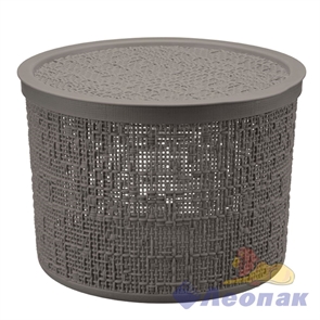 Коробка БЯЗЬ с крышкой D22см 4,5л (белый ротанг/франц.серый) МП