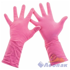 Перчатки резиновые c х/б Paclan Practi Comfort L (1пара/100уп) цвет розовый