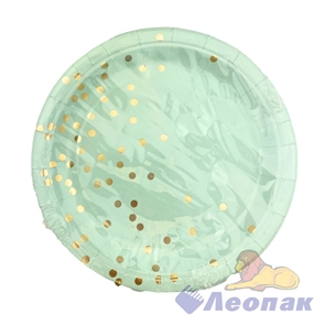 Тарелка картонная d=230мм тиффани, горох с золотом (10шт/20уп) Т228