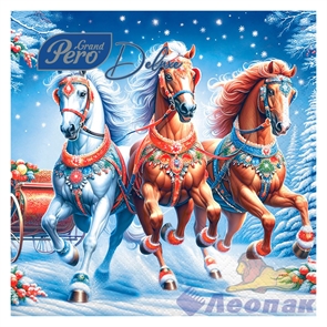 Салфетка GrandPero Deluxe 33х33 "Зимняя тройка" 3сл (20шт/12уп)