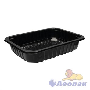 Лоток под запайку КАСТЕР 187*137*36/600мл, РР, ребро ЧЕРНЫЙ (500шт) ПК-29-3Т