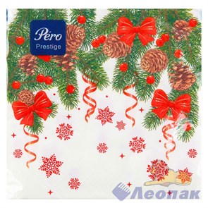 Салфетка Pero Prestige 33х33 Новогоднее настроение, 3сл, (20л/12уп)