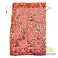 N30 Пакет органза 25x35 С Новым Годом красный/золото (50шт/1уп) НГ