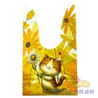 P147 Пакет с ушками 20х33х3см КОТИК желтый (50шт/1уп)