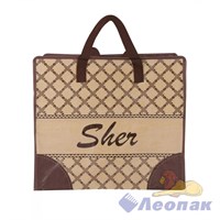 Сумка хоз.с молнией SHER 40х36+20см "Бежевая клетка" арт. 3201 (12/144шт)