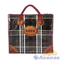 Сумка хоз.с молнией SHER 40х36+20см "Темная клетка" арт. 2101 (12/144шт)