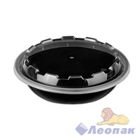 Контейнер с крышкой 360мл круглый ЧЕРНЫЙ d-152,h-32мм(180)1285Ч ВЗЛП  160/123