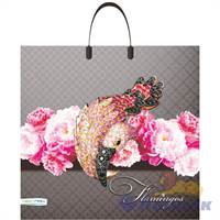 Пакет с пластик.ручками 37х35-90 Розовый фламинго (5шт/100) Нео-пак