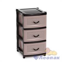 Комод 3-х секцион.(коричневый) 480х380х740 мм (уп.1)