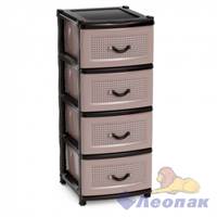 Комод 4-х секцион. (коричневый) 480х380х980 мм (уп.1)