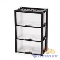 Комод "Колорит" 3-х секцион.(черный) 475х300х710 мм