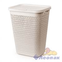 Корзина д/белья "Элемент" 55л узкая (бежевый) (уп.4)