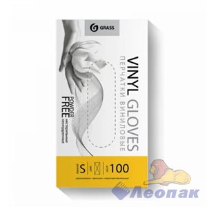 Перчатки винил без напыл. р-р M GRASS 100шт/10 00-00039657