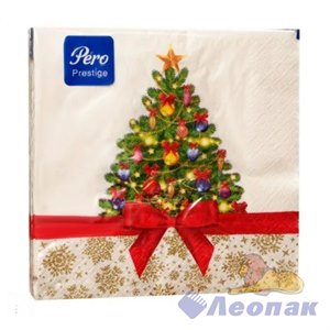 Салфетка Pero Prestige 33х33 "Праздничная ель" 3сл. (20л/12уп)