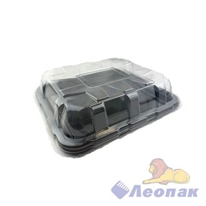 Блюдо прямоуг.ПЭТ 291*255*28 ЧЕРНОЕ с КРЫШКОЙ (80шт/кор) НБ